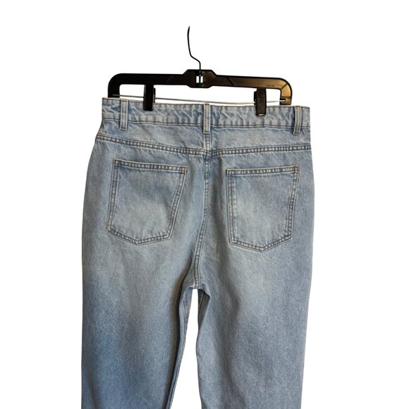 2/$30 NWT PrettyLittleThing "8" Light Blue Knee Ripped Mom Jeans Straight Leg - Picture 13 of 16